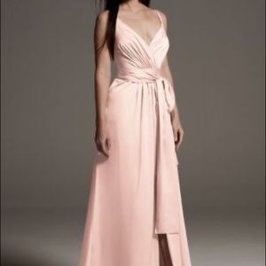 New with Tags charmeuse bridesmaid dress with deep v neckline size 24 in blush